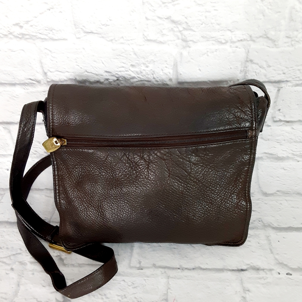 Mila Paoli dark brown leather crossbody bag